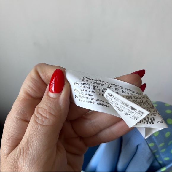 Zara Light Blue with Mint Green Polka Dots Mini Skirt L NWT - Picture 3 of 4